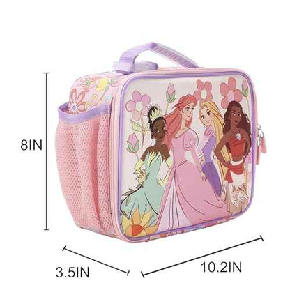 Disney Princess Characters On Floral Print 8" Lunch Kit (Disney Floral Pink)