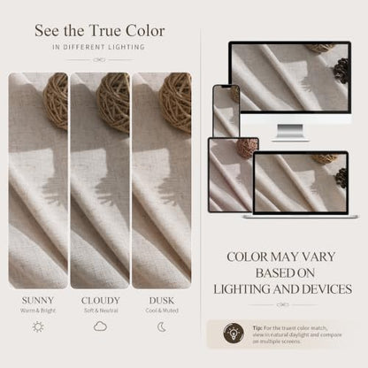 Oatmeal Linen Curtains 102 Inches Long for Living Room 2 Panels (Oatmeal / 52"W x 102"L (Pack of 2))