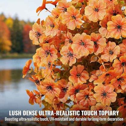2Pcs Artificial Fall Ball Flowers for Outdoors Decor (Autumn Orange)