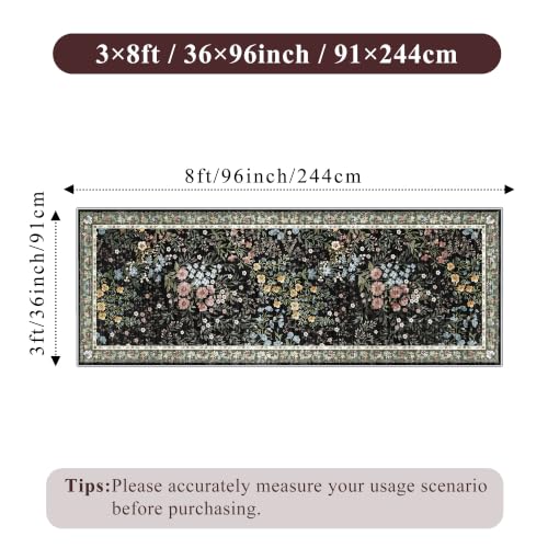 Washable Hallway Runner Rug 3x8 (Black / 3x8)