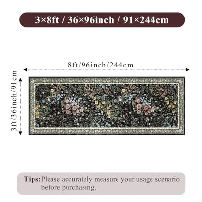 Washable Hallway Runner Rug 3x8 (Black / 3x8)