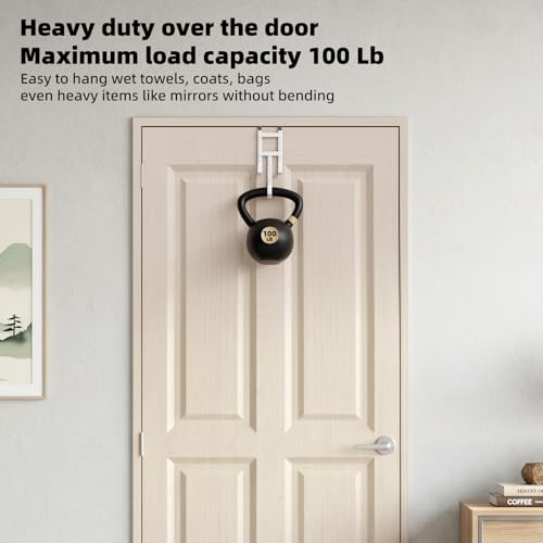 2 Packs Over the (White / Long hooks-2 Packs Fit 1 1/2" Interior Door)