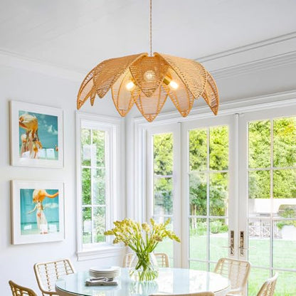 3 Light Boho Rattan Chandelier