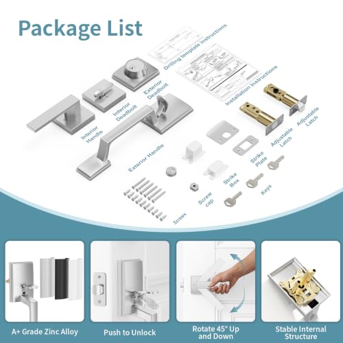 Front Door Lock Handle and Deadbolt Set