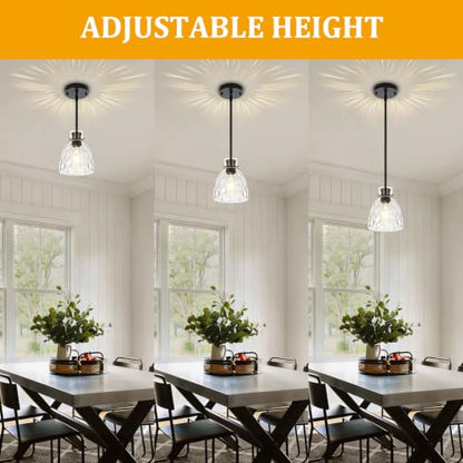Pendant Lights Kitchen Island Modern Hammered Glass Hanging Pendant Light
