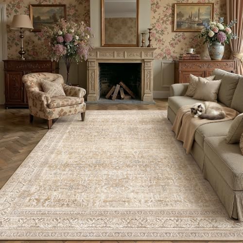 9x12 Beige Neutral Retro Area Rug (Retro | Beige / 9' x 12' (Rectangular))