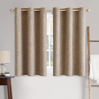 100% Blackout Linen Curtains for Bedroom 42x45 Inches Copper Brown (Copper Brown / 42"W x 45"L (Pack of 2))