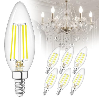 E12 Candelabra LED Light Bulbs 60W Equivalent 5000K Daylight (6 Count (Pack of 1))