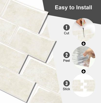 10 Sheets Thicker Peel and Stick Backsplash (Beige)