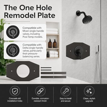 One-Hole-Remodel-Cover-Plate for 2 Handle or 3 Handle Shower(Rubbed Bronze) (Rubbed Bronze)