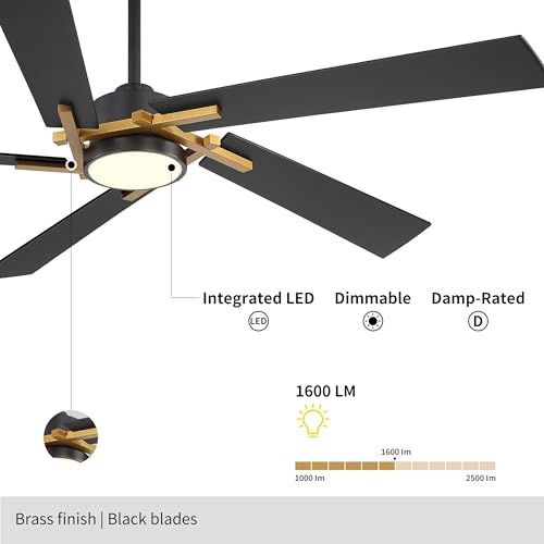 64 Inch Ceiling Fan with Light and Remote