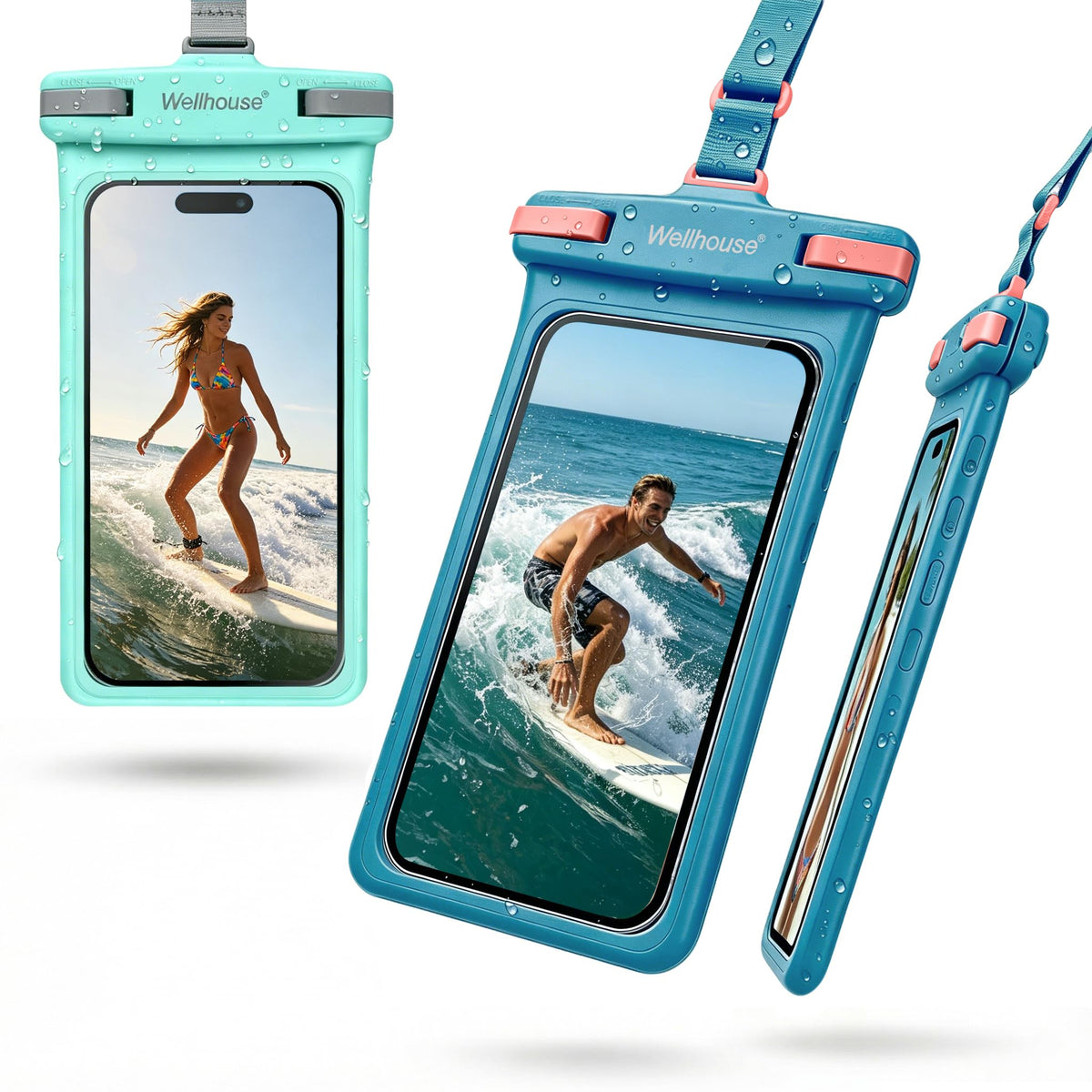 Waterproof Phone Pouch (2 Pack - Earl Blue & Green7.0")