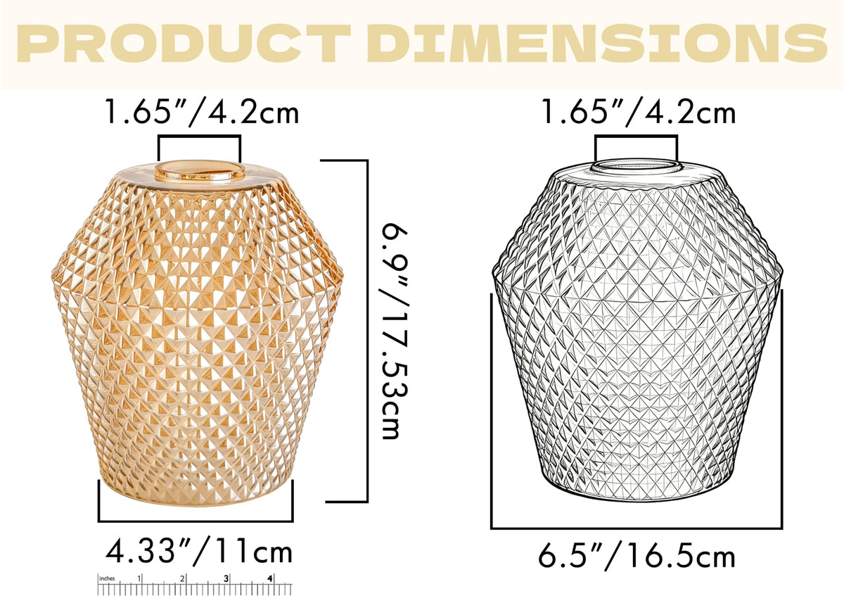 2Pcs Small Glass Lamp Shades (Amber)