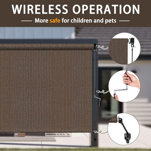 Outdoor Roller Shades for Patio (Mocha / 84"W x 72"H)