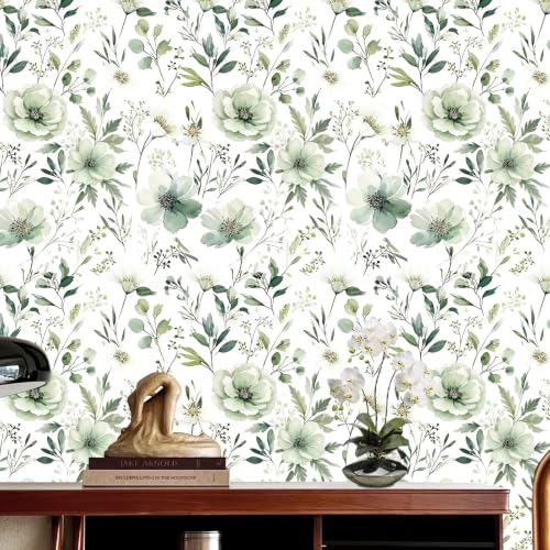 Vintage Dark Black Floral Peel and Stick Wallpaper Botanical Flower Waterproof Removable Self Adhesive Vinyl Contact Wall Paper for Bedroom Bathroom 17.5" X 196"