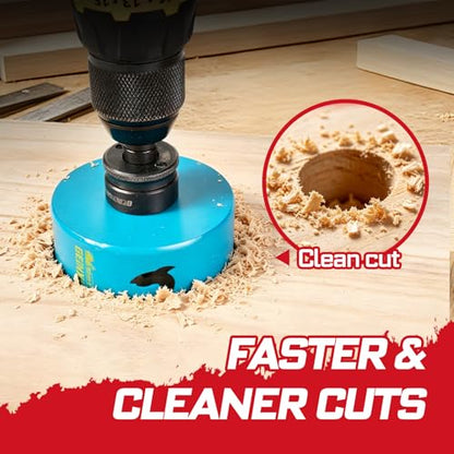 4 Inch(102mm) Hole Saw, 1PC HSS Bi-Metal Hole Saw Kit with Shark Tooth Hole Cutter for Wood,Drywall, PVC Boards and Thin Metal (1 PCS 4")