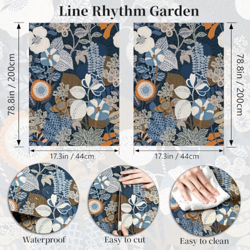 Blue Floral Wallpaper Peel and Stick Wallpaper Boho