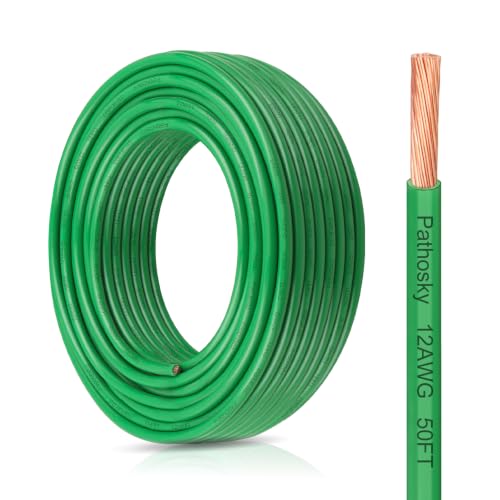 THHN Wire 12 Gauge 50FT Stranded Copper Electrical Building Wire 600V with Nylon Sheath & PVC Insulation (Green / 12AWG 50FT)