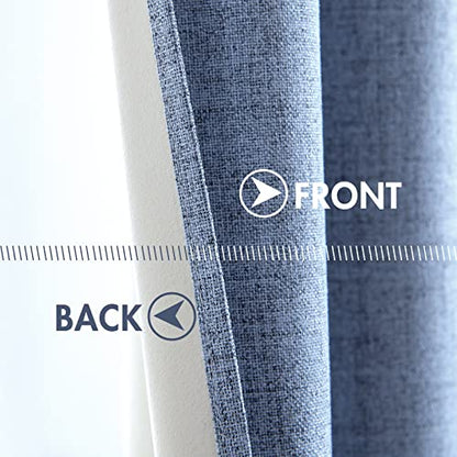 100% Blackout Linen Curtains for Bedroom 52x45 Inches Stone Blue (Stone Blue / 52"W x 45"L (Pack of 2))