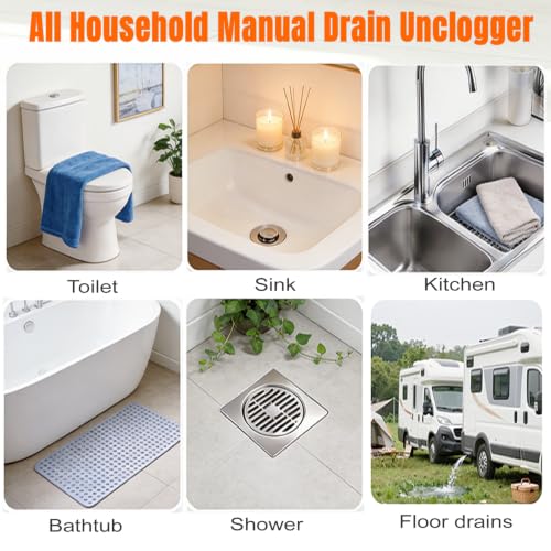 Manual Drain Unclogger High Pressure Toilet Plunger