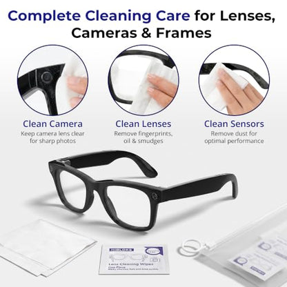 HiBloks Thick Lens Wipes and 2 Cleaning Cloths for Meta Glasses 50