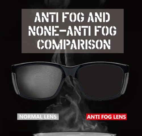 E60 Anti Fog Safety Glasses with Side Shields ANSI Z87 Eye Protection for Men Women Lab Chemistry Goggles DIY with Carrying Case (Black & Clear W/ Case)