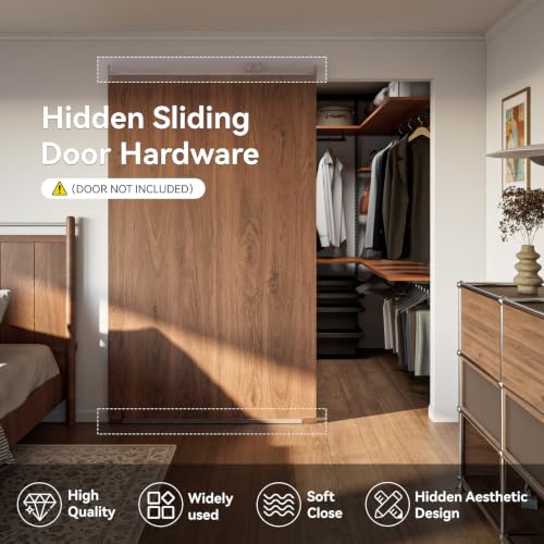 Concealed Sliding Barn Door Hardware with Soft Close Mechanism