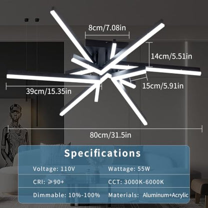 55W LED Ceiling Light Fixture (6-light)