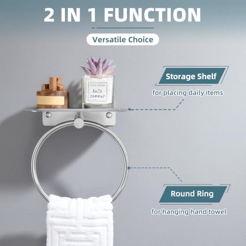 Swivel Towel Ring with Shelf Matte Black