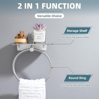 Swivel Towel Ring with Shelf Matte Black
