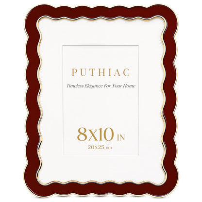 8x10 Scalloped Wavy Metal Picture Frame (Oxblood Burgundy / 8x10)