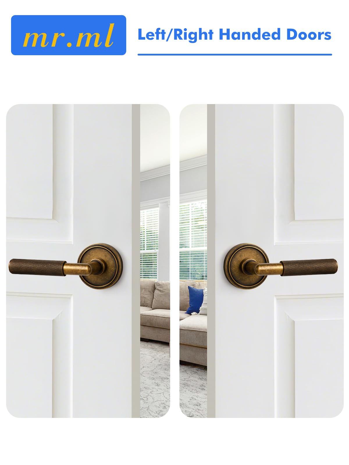 Knurled Door Lever Antique Brass Retro Double Dummy Door Lever (Antique Brass Retro)