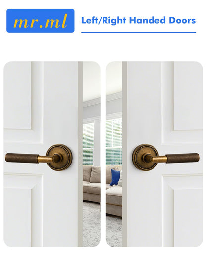Knurled Door Lever Antique Brass Retro Double Dummy Door Lever (Antique Brass Retro)