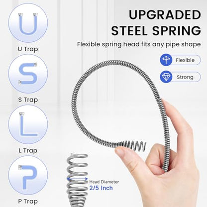 Drain Auger Plumbing Snake with Drill Adapter