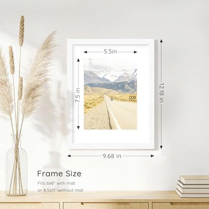 8.5 by 11 Solid Wood Frame Set of 2 (White Wood Grain / 8.5x11)
