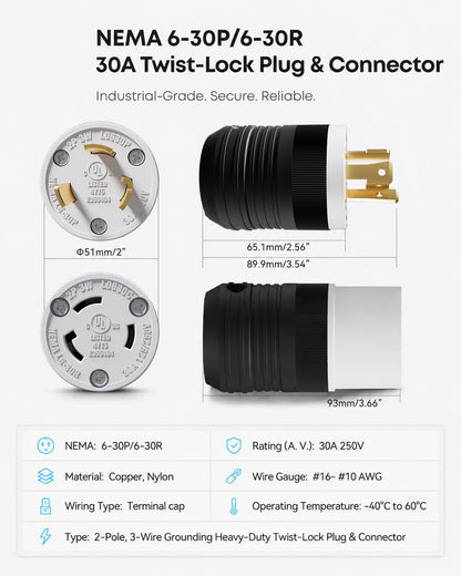 1 Set NEMA L6 (Black / L6-30P&L6-30R)