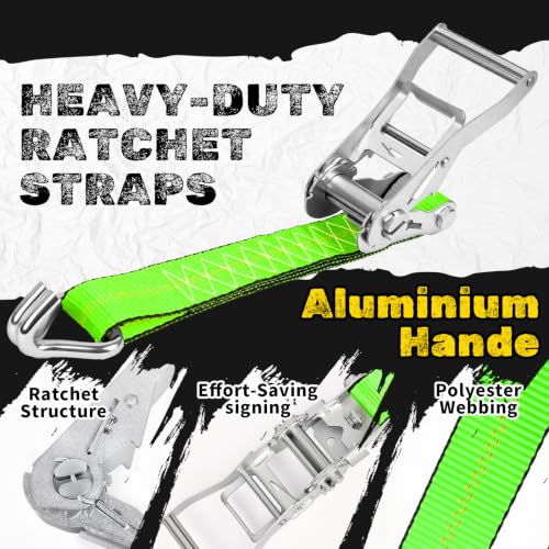 2" x20' Ratchet Straps with J Hooks
