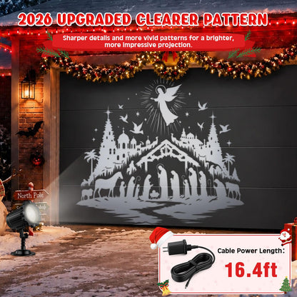 Nativity Scene Projector Light with HD Festive Patterns for Yard (White Angel Nativity)