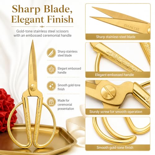 Grand Opening Ribbon Cutting Kit with Gold Stainless Steel Scissors