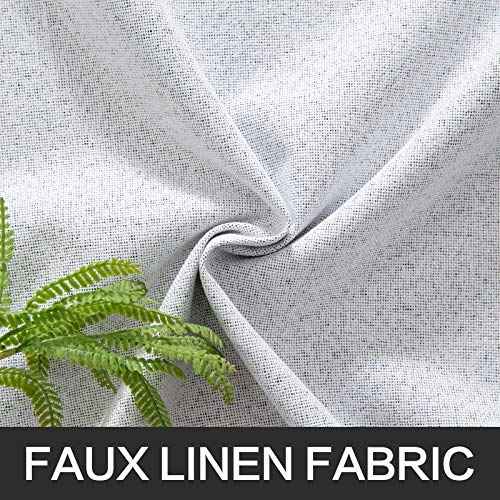 100% Blackout Linen Curtains for Bedroom 52x96 Inches Grayish White (Grayish White / 52"W x 96"L (Pack of 2))