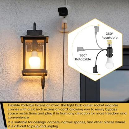 3 in 1 Light Socket Outlet Adapter with Extension Cord