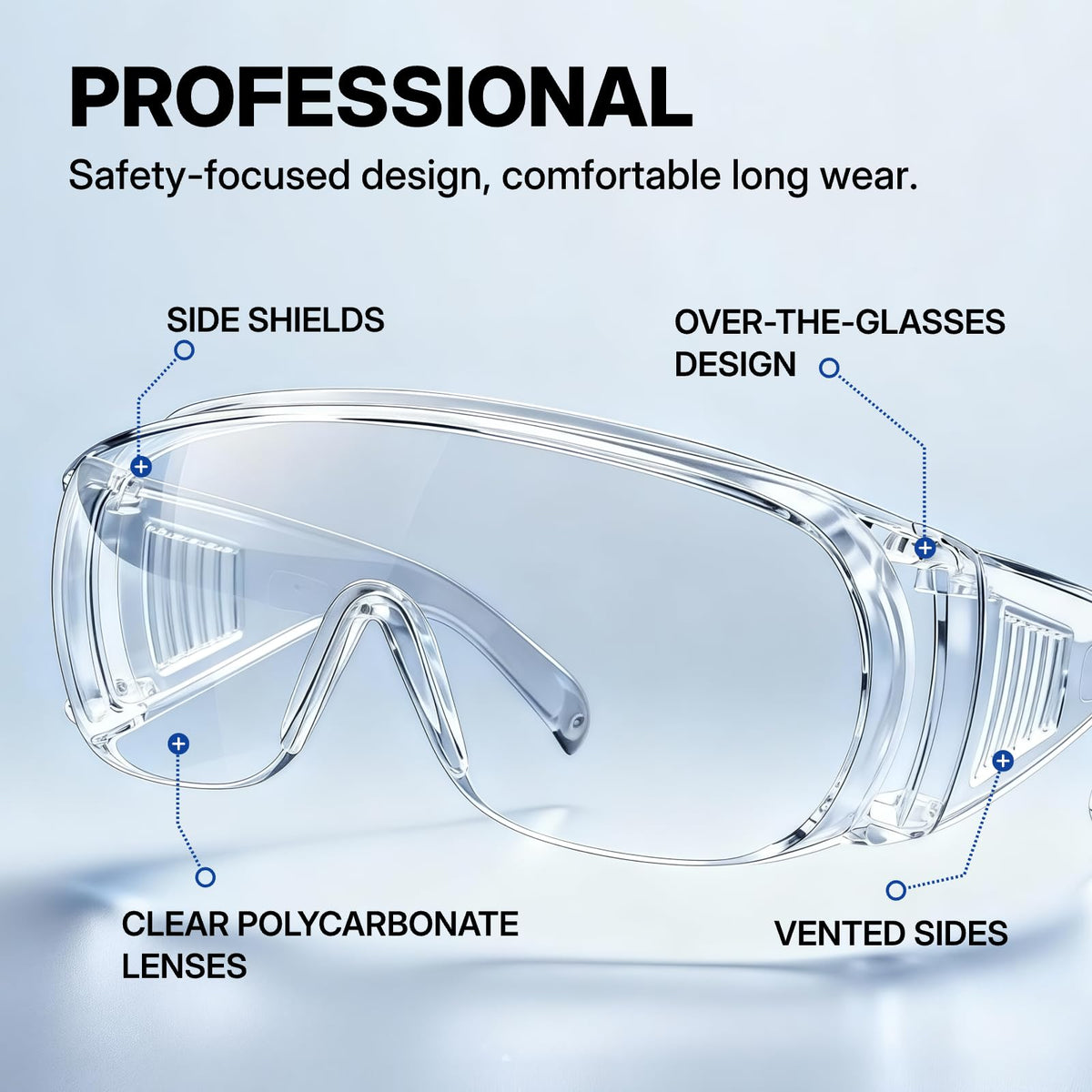 Safety Glasses Over Eyeglasses 12 Pack ANSI Z87.1