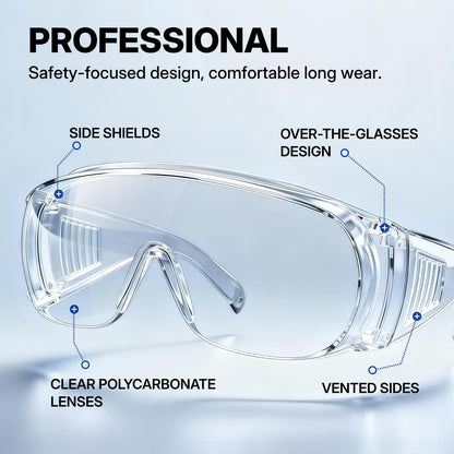 Safety Glasses Over Eyeglasses 12 Pack ANSI Z87.1
