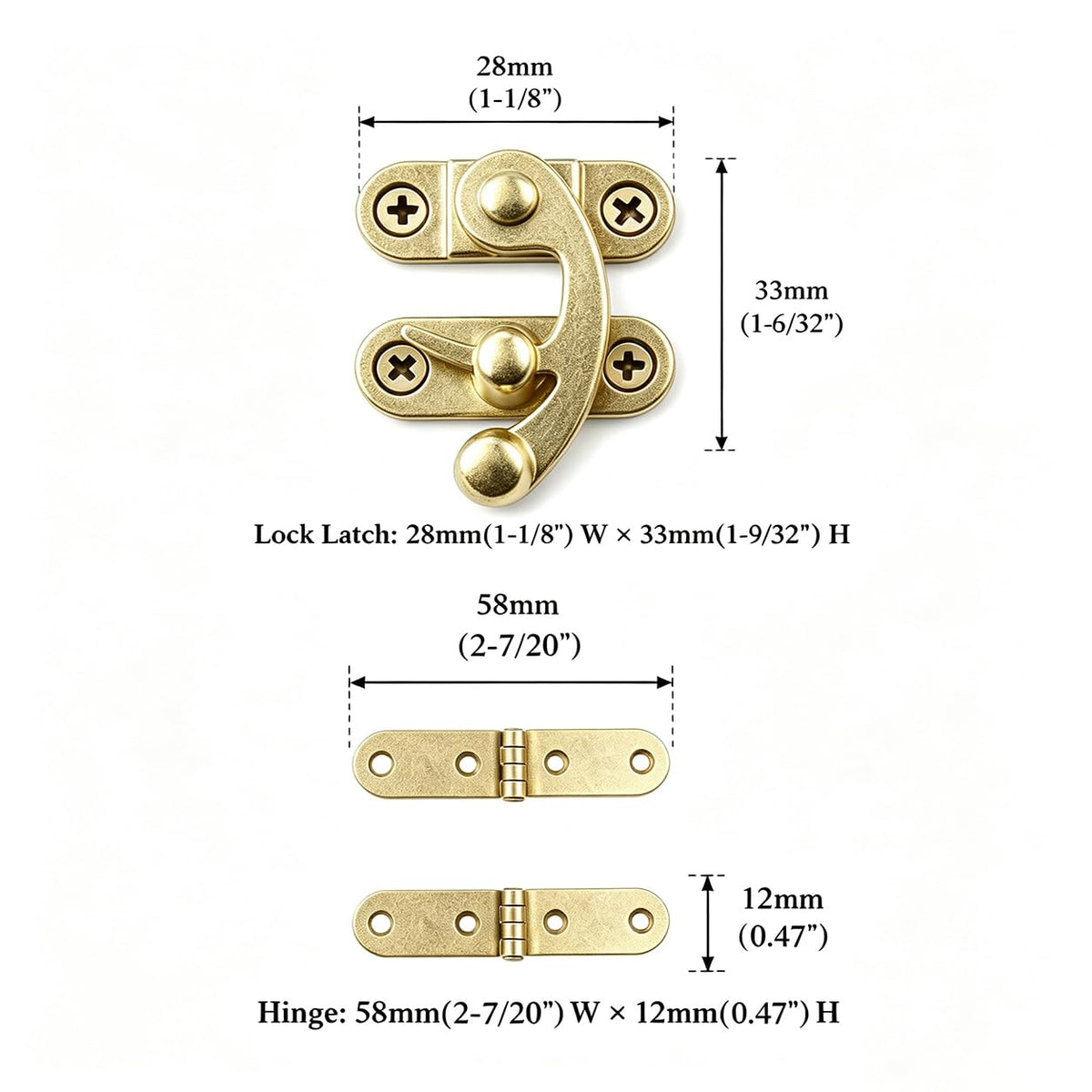 20 Sets Gold Right Latch Hook Hasp & Hinges Kit with Matching Screws (Gold)