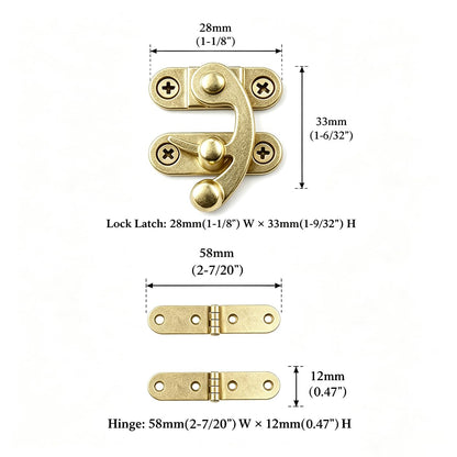 20 Sets Gold Right Latch Hook Hasp & Hinges Kit with Matching Screws (Gold)