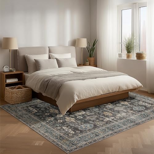 Washable Area Rug 4×6 for Living Room (Silver / 4' x 6' (Rectangular))