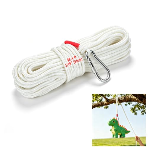 98.4 ft Heavy Duty Nylon Piñata Hanging Rope with D