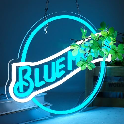 Blue Moon Neon Signs for Wall Decor Neon Lights for Bedroom Led Signs Suitable for Man Cave Bar Pub Restaurant Christmas Birthday Party Gift 5V Usb Power (Blue Moon)