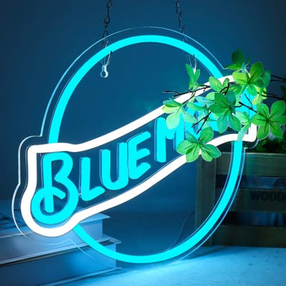 Blue Moon Neon Signs for Wall Decor Neon Lights for Bedroom Led Signs Suitable for Man Cave Bar Pub Restaurant Christmas Birthday Party Gift 5V Usb Power (Blue Moon)