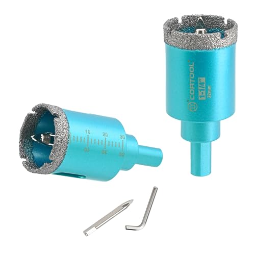 1-1/4 Inch Diamond Hole Saw with Pilot Drill Bit, Diamond Tipped Tile Hole Saws, Dry/Wet Use for Porcelain Tile, Ceramic Pottery, Granite, Stone, Marble, Glass Bottles - 2 Pack (1-1/4 Inch (32mm) 2-Pack)